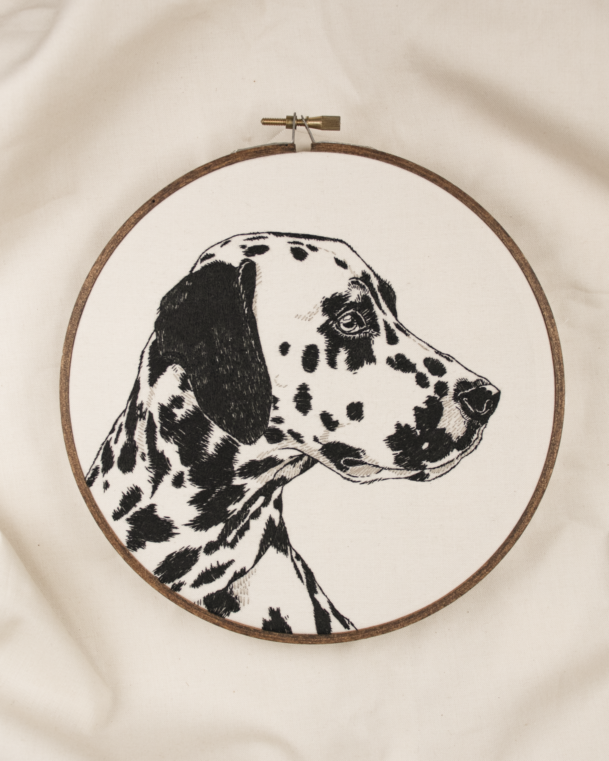 DALMATIAN: Black Outline Dog Embroidery - Hand Stitched Minimal Pet Portrait Hoop - Image 2